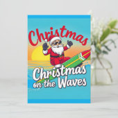 Invitation Noël sur les vagues design Santa (Debout devant)