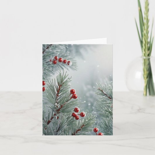 Invitation Noël sur mesure | Pin et Baies (Devant)