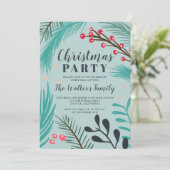 Invitation Noël surdimensionné de vert de gui de branches (Debout devant)
