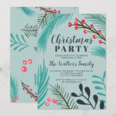 Invitation Noël surdimensionné de vert de gui de branches (Devant / Derrière)