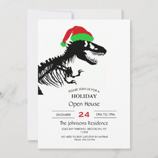 Invitation Noël T-Rex (Devant)