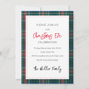 Invitation Noël Tartan Plaid Festive Fête Fête