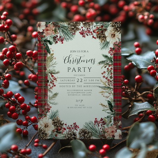 Invitation Noël Tartan Rustique