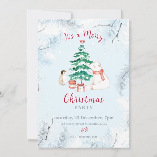 Invitation Noël tout blanc (Devant)