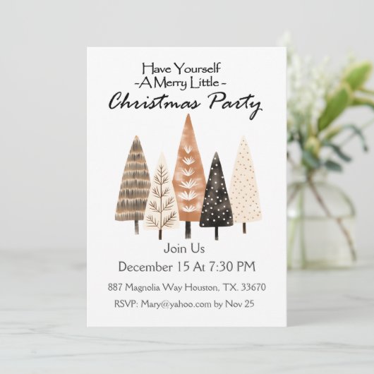Invitation Noël Tree Boho Party (Debout devant)
