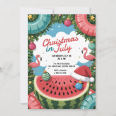 Invitation Noël Tropical de Juillet Fête au bord de la Piscin (Devant)