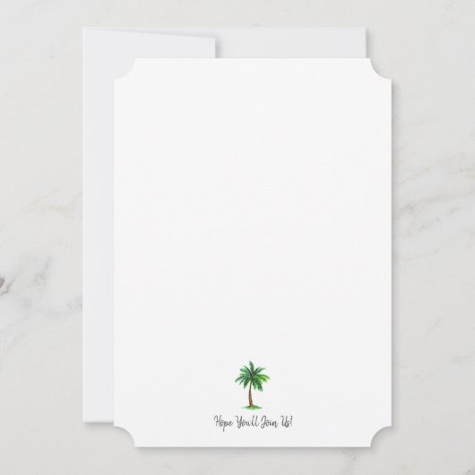 Invitation Noël Tropical Fête Palm Tree (Dos)