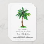 Invitation Noël Tropical Fête Palm Tree (Devant / Derrière)