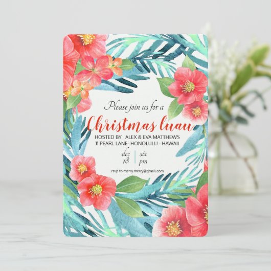 Invitation Noël tropical Luau (Debout devant)