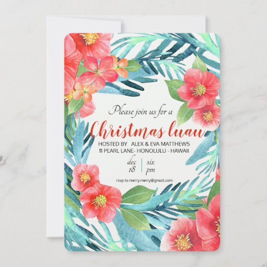 Invitation Noël tropical Luau (Devant)