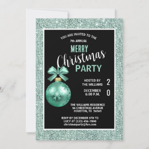 Invitation Noël Turquoise décoratif Posh