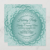 Invitation Noël Turquoise Élégant Fête des Vacances (Devant / Derrière)