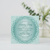 Invitation Noël Turquoise Élégant Fête des Vacances (Debout devant)