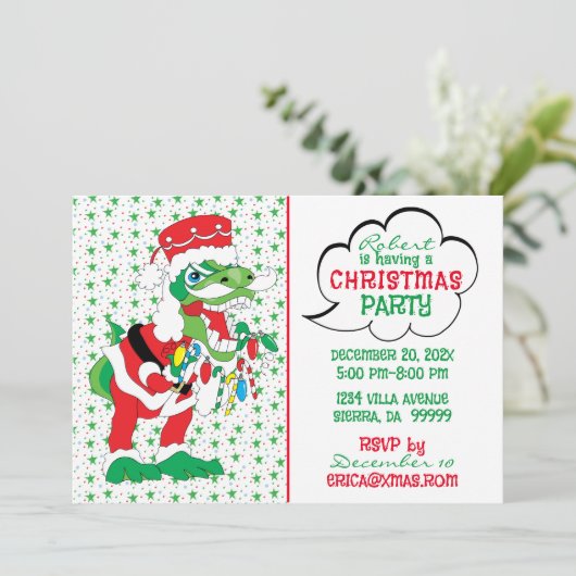 Invitation Noël TySantaSaurus (Debout devant)