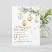 Invitation Noël Un Joyeux Petit Baby shower Verre Baule (Debout devant)