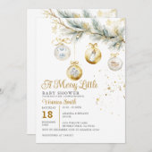 Invitation Noël Un Joyeux Petit Baby shower Verre Baule (Devant / Derrière)