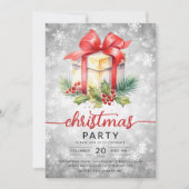 Invitation Noël Vacances Aquarelle Société Neige Argent (Devant)