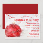 Invitation Noël Vacances Baubles Fête des mariées bulle (Devant / Derrière)