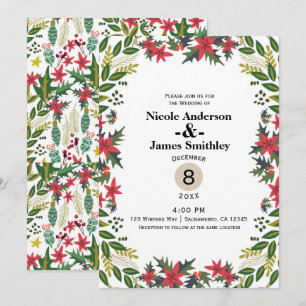 Invitation Noël Vacances Hiver Mariage Floral Rustique