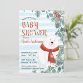 Invitation Noël Vacances hiver Polar Ours Baby shower (Debout devant)