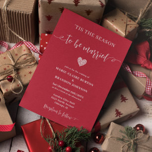 Invitation Noël Vacances hiver Rouge plat Mariage