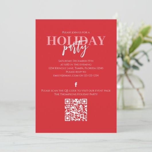 Invitation Noël Vacances Russe Buffalo Plaid QR Code (Debout devant)