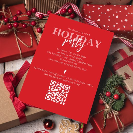 Invitation Noël Vacances Russe Buffalo Rouge Plaid QR Code