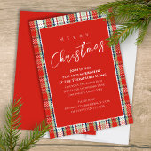 Invitation Noël Vacances Simple Red Winter Festive Plaid