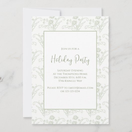 Invitation Noël Vacances Vert Élégant Vert Code QR (Devant)