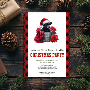Invitation Noël vache highland noire aquarelle dans un seau