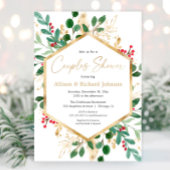 Invitation Noël verdure or couples nuptiale douche