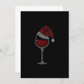 Invitation Noël Verre Rouge Vin Funky Noël Chapeau Noël Noël (Devant / Derrière)