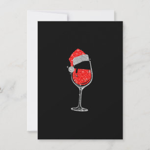 Invitation Noël Verre Rouge Vin Santa Chapeau Pour Femmes Hom