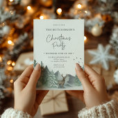 Invitation Noël Vert Aquarelle Pine Forêt Vacances