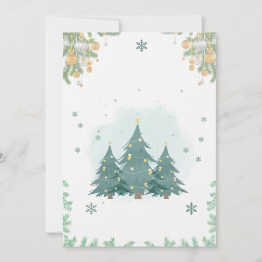 Invitation Noël vert doré (Dos)