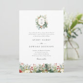 Invitation Noël Vert Elégant Mariage Aquarelle (Debout devant)