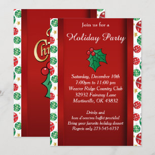 Invitation Noël vert rouge