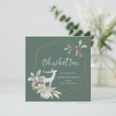 Invitation Noël vert rustique Oh quelle drôle de couronne de  (Debout devant)