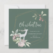 Invitation Noël vert rustique Oh quelle drôle de couronne de  (Devant)