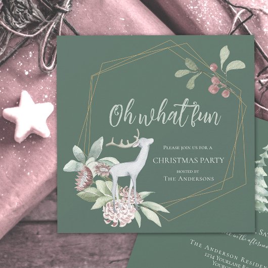 Invitation Noël vert rustique Oh quelle drôle de couronne de 