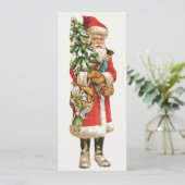 Invitation Noël vintage, Image découpée de Père Noël (Debout devant)