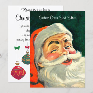 Invitation Noël vintage, joyeux Père Noël rétro des années 50