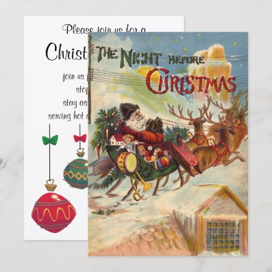 Invitation Noël Vintage, La Nuit Avant Noël (Devant / Derrière)
