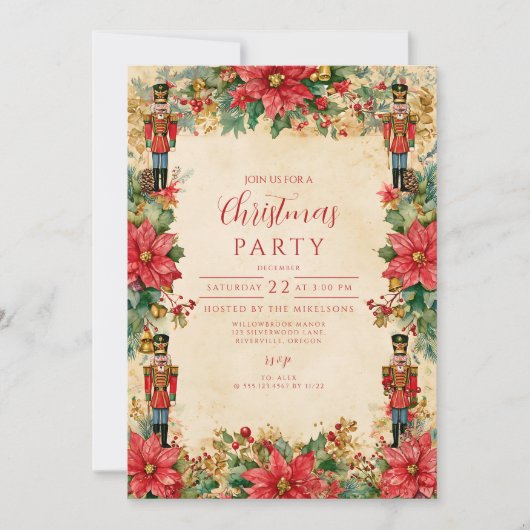 Invitation Noël vintage Nutcracker (Devant)