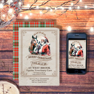 Invitation Noël vintage Père Noël Et Cheval