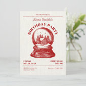 Invitation Noël vintage Snowglobe (Debout devant)