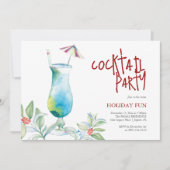 Invitation Noël Watercolor Cocktail tropical (Devant)