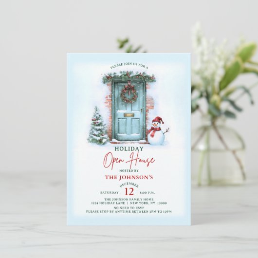 Invitation Noël Werath Holiday Open House Party Snowman (Debout devant)