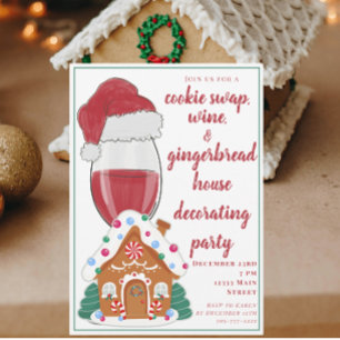 Invitation Noël Wine Moms Cooki e Swap Gingerbread House