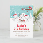 Invitation Noël Woodland Arctic Fox fête d'anniversaire (Debout devant)